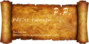 Póti Pentele névjegykártya